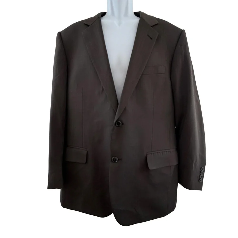 Jos A Bank Signature Suit Mens 43R Brown Wool Herringbone 2 Piece 37x30 Pants